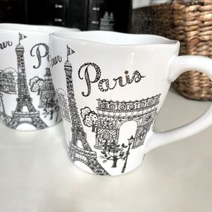 2 Porcelain Paris Mugs